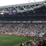 Una foto d'archivio dei tifosi bianconeri all'interno dello Stadium Una foto d'archivio dei tifosi bianconeri all'interno dello Stadium