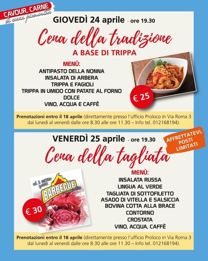 Cavour Carne 2025: la novità delle cene a tema per celebrare la tradizione piemontese