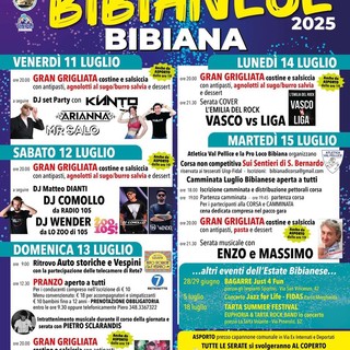 Grigliate, musica e sport: il Luglio Bibianese accende l’estate