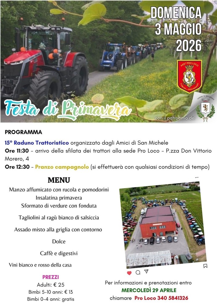 Torna il pranzo campagnolo a Bricherasio, in occasione del raduno dei trattori