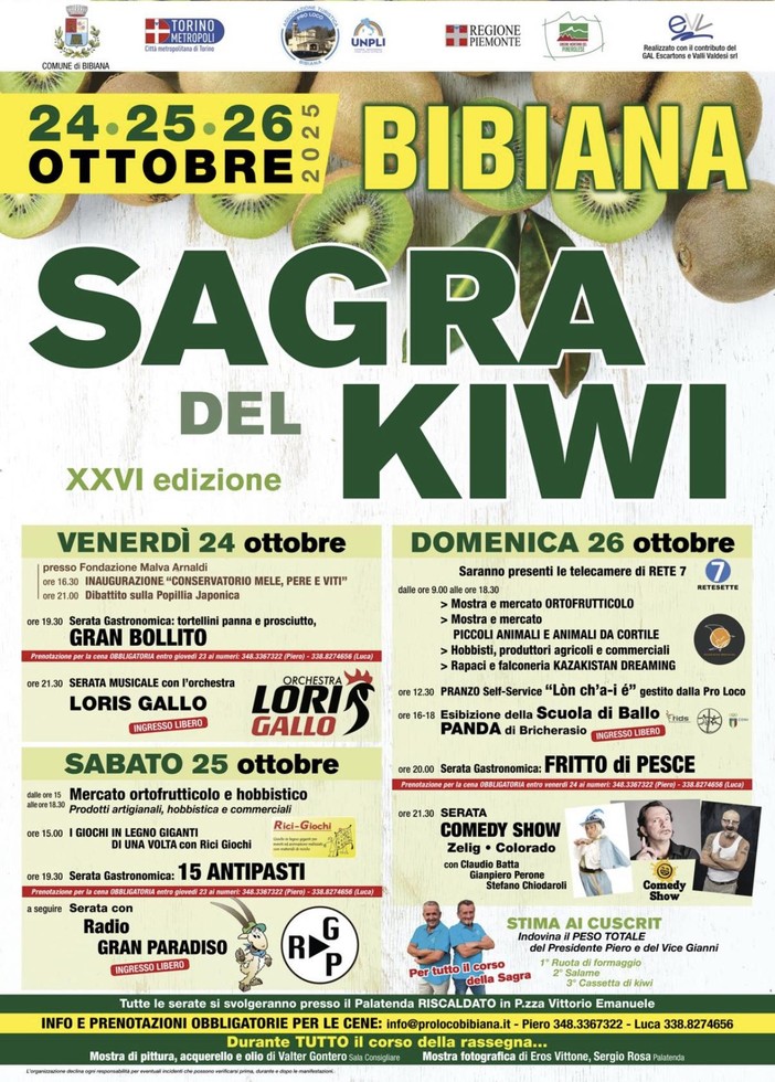 A Bibiana torna la Sagra del Kiwi: tre giorni di gusto e divertimento sotto il Palatenda riscaldato A Bibiana torna la Sagra del Kiwi: tre giorni di gusto e divertimento sotto il Palatenda riscaldato