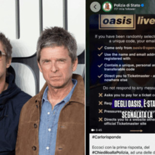 Oasis in Italia, Polizia avverte: "Attenzione a truffe online sui biglietti" Oasis in Italia, Polizia avverte: "Attenzione a truffe online sui biglietti"