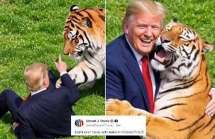 Uomo sbranato da una tigre, Trump posta il video: "Non si scherza con la natura". Poi pubblica la parodia con IA Uomo sbranato da una tigre, Trump posta il video: "Non si scherza con la natura". Poi pubblica la parodia con IA