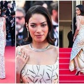 Cannes, Elodie sul tappeto rosso con un look da diva d'altri tempi Cannes, Elodie sul tappeto rosso con un look da diva d'altri tempi