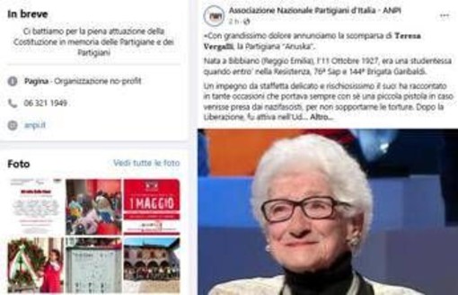E' morta Teresa Vergalli, addio alla partigiana 'Anuska'