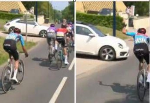 Paura al Giro del Delfinato, auto rischia di investire i ciclisti - Video