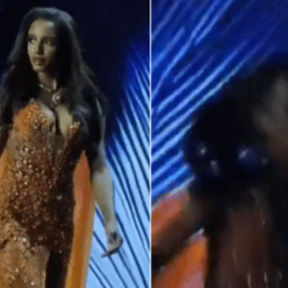 Incidente a Miss Universo, cade dalla passerella e finisce in barella