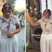 La lascia 7 giorni prima del matrimonio, lei festeggia comunque... con l'abito da sposa La lascia 7 giorni prima del matrimonio, lei festeggia comunque... con l'abito da sposa