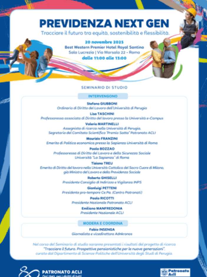 Patronato Acli, 20 novembre evento ‘Previdenza Next Gen’ Patronato Acli, 20 novembre evento ‘Previdenza Next Gen’