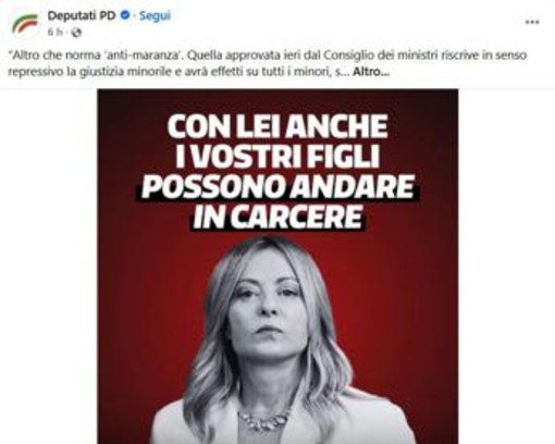 'Con Meloni i vostri figli possono andare in carcere': lo slogan choc del Pd sulla giustizia 'Con Meloni i vostri figli possono andare in carcere': lo slogan choc del Pd sulla giustizia