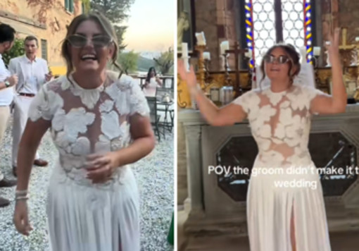 La lascia 7 giorni prima del matrimonio, lei festeggia comunque... con l'abito da sposa La lascia 7 giorni prima del matrimonio, lei festeggia comunque... con l'abito da sposa