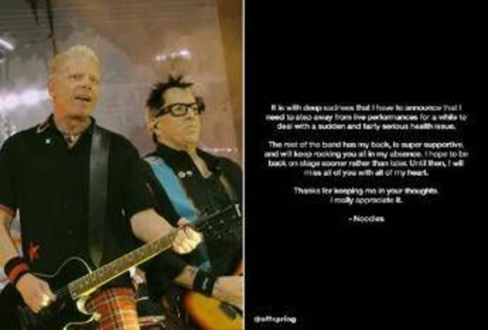 The Offspring, il chitarrista Noodles si ferma: "Ho un problema di salute" The Offspring, il chitarrista Noodles si ferma: "Ho un problema di salute"