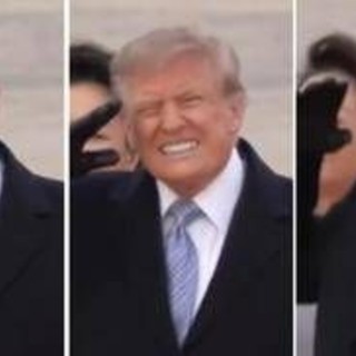 Trump accoglie Xi, passa il jet e il presidente americano 'si spaventa'
